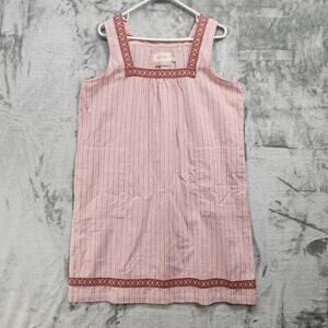 Old Ranch Dress Womens L Pink Embroidered Striped Sleeveless Allegra Pockets